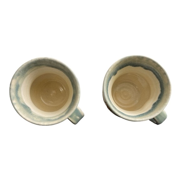 Katy Began Handcrafted Ceramic Mugs, Floral Studio Pottery, Blue Glaze - Signed - Picture 4 of 10